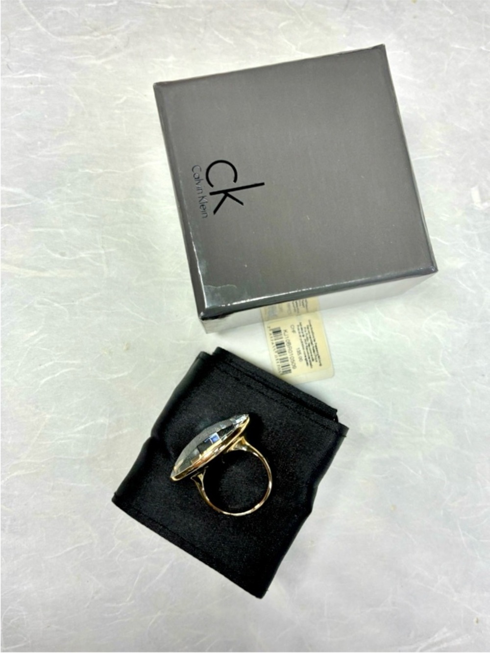 Calvin Klein Gold Statement Ring Oval Faceted Crystal Cocktail Ring - Picture 7 of 9